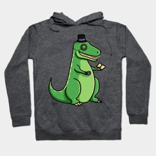 Fancy Tea-Rex, Trex, Dinosaur in a Top Hat Reading a Book with a Cup of Tea and a Monocle Hoodie